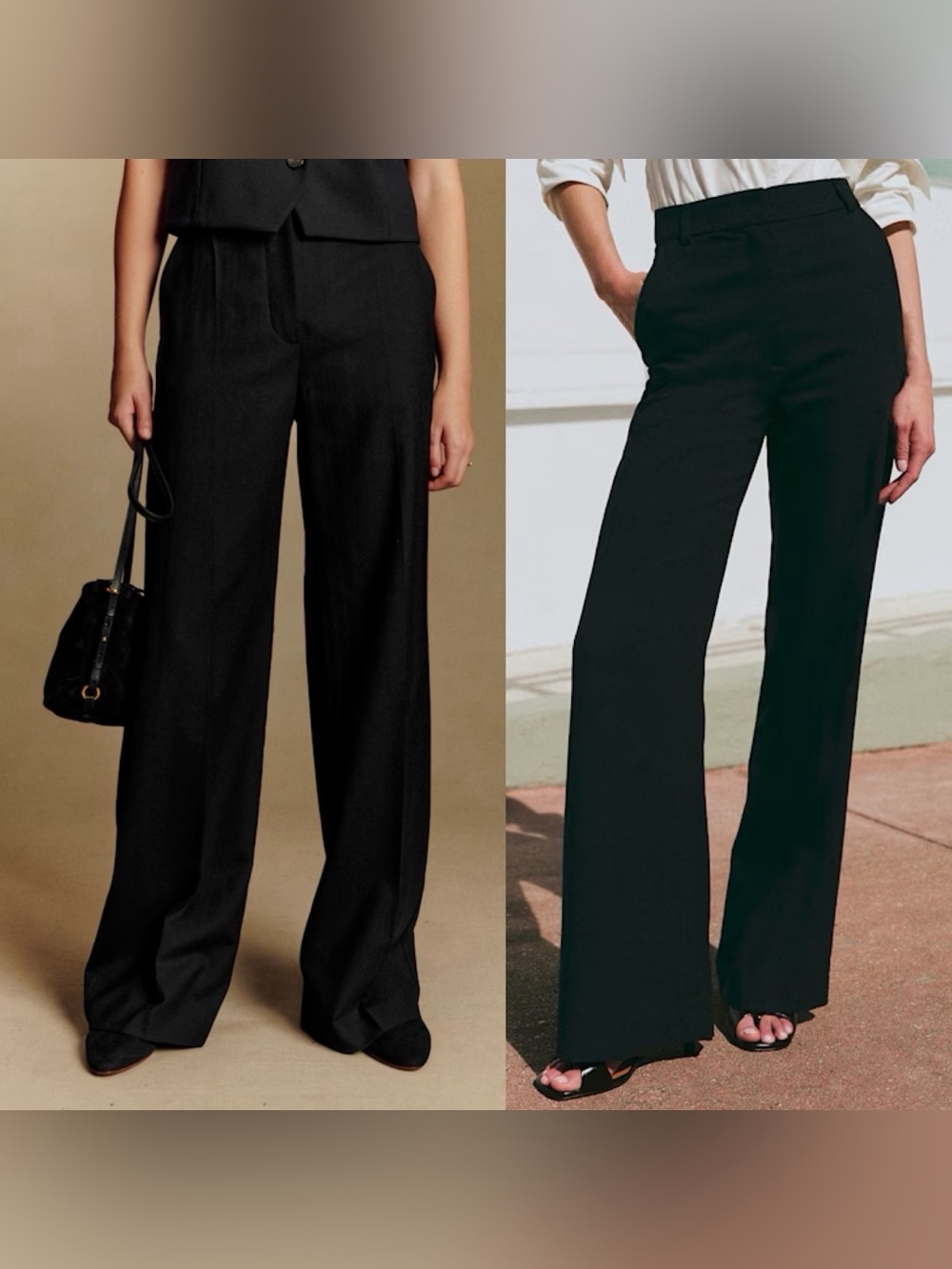 NEW! Sezane- Matheo Trousers Wool Black FR 36/ US 4 Wide Leg Pants High Waist